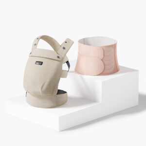 Momcare Bundle: PureHug Baby Carrier Khaki Color and Postpartum Petite Belly Band