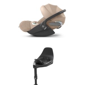 Cybex Cloud T i-Size Car Seat & Base Bundle – Cozy Beige | Infant Baby Car Seat | 360° Rotating ISOFIX | Lie-Flat Recline | Travel System Ready