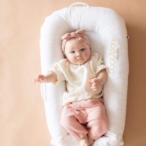 DockATot Deluxe+ Dock - Pristine White | Newborn Baby Nest 0–8 Months | Lounger for Babies | Safe Cuddling, Tummy Time & Diaper Changes | Play Bed