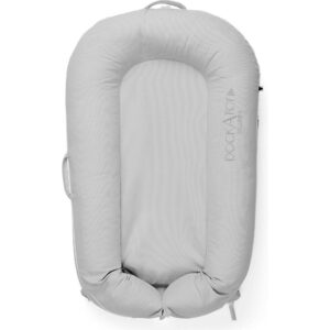 DockATot Deluxe+ Dock - Cloud Grey | Newborn Baby Nest 0–8 Months | Cotton Lounger for Babies | Safe Cuddling, Tummy Time & Diaper Changes | Play Bed
