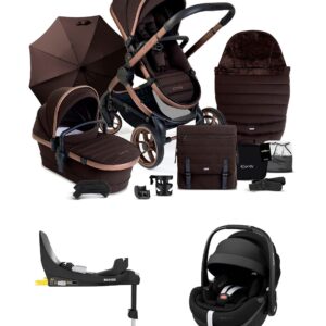 iCandy Peach 7 Pushchair/Pram/Buggy Bundle | Lightweight Baby Travel System | Pecan | Newborn to 4 Years | Foldable | All‑Terrain | Carrycot & Car‐Seat