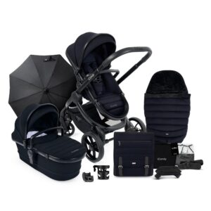 ICandy Peach 7 Complete Pushchair Bundle | Black | Baby Pram with Carrycot, Seat Unit, & Car Seat Adaptors | Suitable for Newborns, Babies & Toddlers | Converts to Double or Twin Pushchair