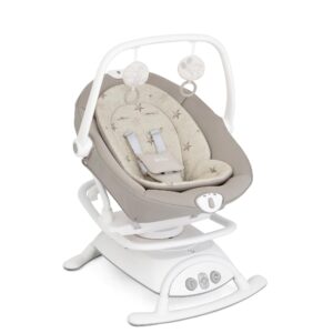 Joie Sansa 2-in-1 Baby Swing & Rocker | Newborn To 6 Months | Portable | Multi-Motion Soothing Chair | Cosmo Tan/Beige | Lightweight | Compact | Built-in Vibration, Lullabies & Nature Sounds | Soft Reclining Seat