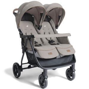 Joie Signature Estrella Twin Stroller | Maple | Best Double Pushchair for Newborn to 4 Years | Lightweight | Compact Travel Pram for Baby & Toddler | Foldable Buggy
