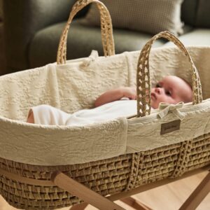 Little Green Sheep Furrow Knit Moses Basket & Mattress