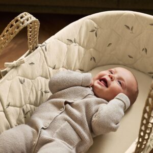 Little Green Sheep Quilted Moses Basket & Mattress