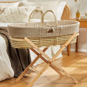 Little Green Sheep Organic Knitted Moses Basket & Mattress
