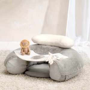 Mamas & Papas Sit & Play Baby Floor Seat - Grey | Sit Me Up Infant Floor Seat | Interactive Sit Up Chair for Newborns | Baby Gym Activity Chair | 6 Months+