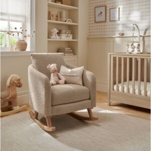 Mamas & Papas Alma Nursing Chair – Fawn Boucle | Breastfeeding Mother & Baby | Night Feeds | Supportive Armrests | Removable Cushion | Nursery Rocking Chair