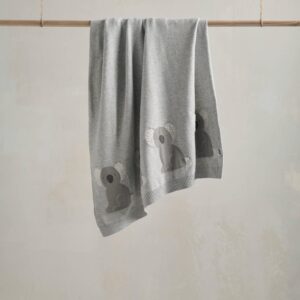 Mamas & Papas Knitted Blanket – Koala | Soft Cotton Baby Throw | Grey | Snuggly & Cozy Nursery Bedding Blanket | Newborn Cot Cover | Best Gift for Boys & Girls