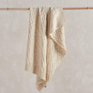 Mamas & Papas Cable Knit Blanket – Welcome to the World Duckling | Cream | Cotton | Soft & Cosy Newborn Baby Quilt | Chunky Knit Nursery Bedding | Lightweight Baby Throw
