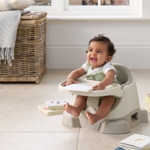Mamas & Papas Bug 3-in-1 Floor & Booster Seat with Activity Tray – Clay | Infant to Toddler | Adjustable Feeding & Play Seat | Removable Tray | Portable Baby Floor & Booster Seat