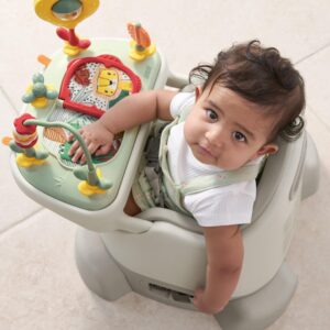 Mamas & Papas Bug 3-in-1 Floor & Booster Seat with Activity Tray Grey | Sit up Adjustable Baby Chair with Toys | Portable Bumbo Infant Sit Me Up For Kitchen Table