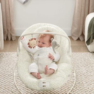 Mamas & Papas Born To Be Wild Capella Bouncer | Cream | Fun & Safe Baby Bouncer With Interactive Toys & Gentle Soothing Vibration | Babies / Newborns To 6 Months
