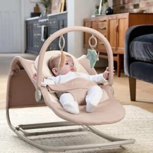 Mamas & Papas Tempo 3-in-1 Baby Rocker/Bouncer - Blush/Pink | Electric Infant bouncer Chair | Baby Swing Chair 3 Rock/Bounce Modes | Birth to 6 Months