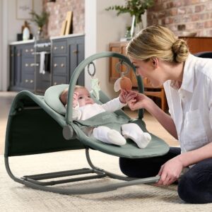 Mamas & Papas Tempo 3-in-1 Baby Rocker/Bouncer - Ivy/Green | Electric Infant bouncer Chair | Baby Swing Chair 3 Rock/Bounce Modes | Birth to 6 Months