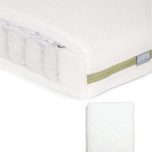 Mamas & Papas Premium Pocket Spring Cotbed Mattress & Anti-Allergy Quilted Mattress Protector Bundle | Newborn to Toddler | Waterproof, Breathable & Comfortable Baby Sleep