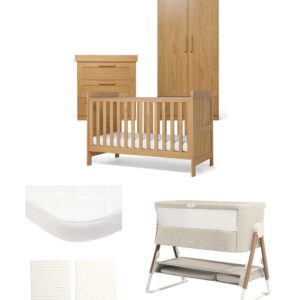 Mamas & Papas Esna Nursery Bundle with Lua Bedside Crib (6 Piece) – Rattan