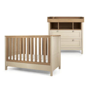 Mamas & Papas Harwell 2‑Piece Convertible Cot Set with Dresser Changer | Cashmere | Baby Bed | Birth to 4 Years | Adjustable Height | Compact For Small Rooms | Best Toddlers Crib | Nursery Furniture | 130 x 67.5 x 91cm
