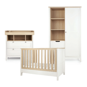 Mamas & Papas Harwell 3-Piece Small Cotbed Range with Dresser Changer & Wardrobe – White | Baby Bed | Space-Saving Nursery Furniture Set | Best Toddler  Crib