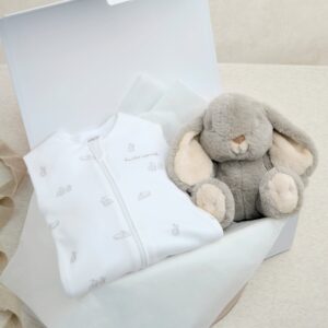 Mamas & Papas Bunny Baby Gift Box | Swaddle Blanket & Plush Soft Toy Set | Cotton Baby Wrap | Comforter for Cot or Pram | Luxury Baby Shower Gift Present | Beautifully Packaged Set