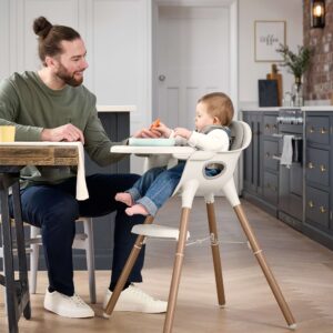 Mamas & Papas Juice Highchair - Croissant | Portable & Lightweight High Chair for Baby | Wooden Highchair