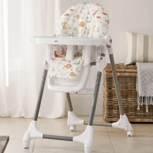 Mamas & Papas Snax Highchair - Jungle Alphabet | White | Animal Print | Adjustable Height & Removable Tray | For Babies 6 Months To 3 Years | With Basket Storage