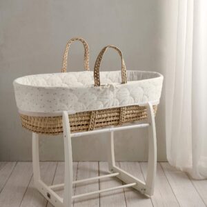 Mamas & Papas Moses Basket – Welcome to the World Seedling | Natural Palm Woven Baby Basket | Newborn Sleep Bed | Stylish & Cozy Nursery Essential | Multi-Use Baby Organizer