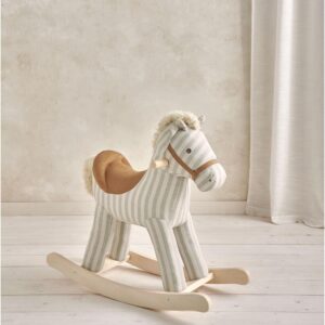 Mamas & Papas Rocking Horse – Sage Green Stripe | Wooden Rocker for Toddlers & Baby | Nursery Toy for Early Development | Stylish Playroom Accessory | Perfect Gift