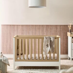 Mamas & Papas Harwell Convertible Cot - White/Natural | Baby Bed | New-born To 4 Years | Adjustable Height | Compact For Small Rooms | Best Toddlers Crib | Nursery Furniture | 130 x 67.5 x 91cm