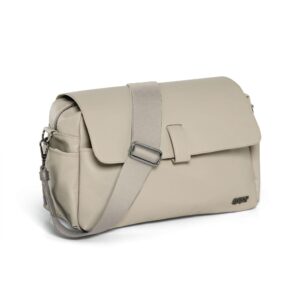 Mamas & Papas Stroller Organiser Eco Leather - Truffle | Grey | Waterproof Buggy Bag With Compartments For Bottles & Diapers | Elastic Removable Strap