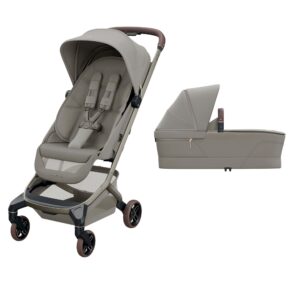 Maxi Cosi Maxi-Cosi Fame Cabin Pushchair with Carrycot & Raincover - Sapphire Sand | Lightweight Newborn Travel System | Baby Stroller | Lie-Flat Seat