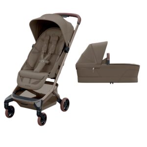 Maxi Cosi Maxi-Cosi Fame Cabin Pushchair With Carrycot & Raincover - Truffle | Lightweight Travel Stroller | Lie-Flat Seat | Safe Baby Ride | Compact Travel Buggy
