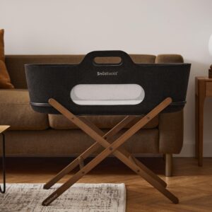 SnuzBaskit Graphite Moses Basket & Walnut Stand