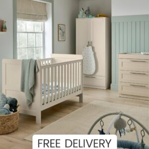 Mamas & Papas Hampden 3 Piece Cotbed Range with Dresser Changer & Wardrobe – Cashmere | Converts to Toddler Bed | Toddler/Baby Nursery Furniture Set | Storage Drawers