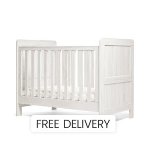 Mamas & Papas Atlas Convertible Cot | White | Baby Bed | Newborn To 5 Years | Adjustable Height | Compact For Small Rooms | Best Toddlers Crib | Nursery Furniture | 125 x 68.2 x 95.6cm