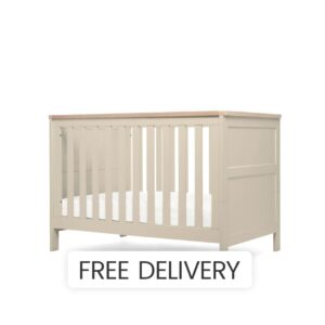 Mamas & Papas Wedmore Small Cotbed - Cashmere | Space Saving Baby Cot | Toddler Bed with Safety Rail | Adjustable Base Height | Nursery Crib | Newborn to 4 Years