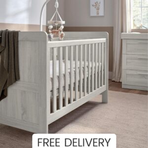 Mamas & Papas Atlas Cotbed – Nimbus White | Baby & Newborn Crib | Nursery Furniture | Converts to Toddler Bed with 3 Adjustable Base Heights | Protective Teething Rails
