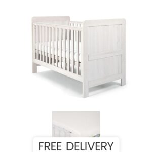 Mamas & Papas Atlas Cotbed & Premium Pocket Spring Mattress Bundle – Nimbus White | Adjustable Base | Converts to Toddler Bed | Baby Sleep Furniture | Nursery Set